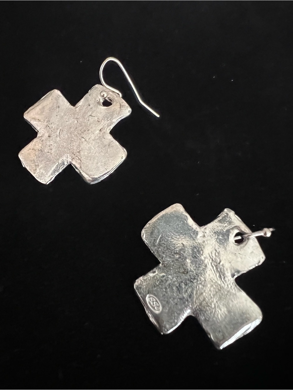 Hammered Silver Cross Earrings are Like New